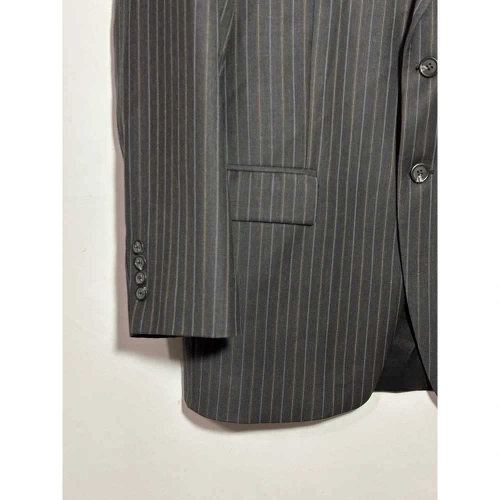Lauren Ralph Lauren Blazer‎ Mens 40R Grey Pinstripe Wool Two-Button Suit Jacket